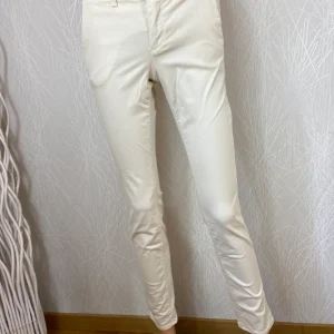 Pantalon coton slim blanc ivoire Happy