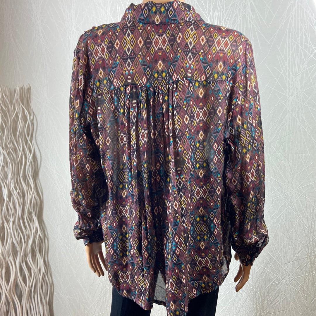 Chemisier bordeaux à motifs de losanges multicolores Johanna Paris – Image 6