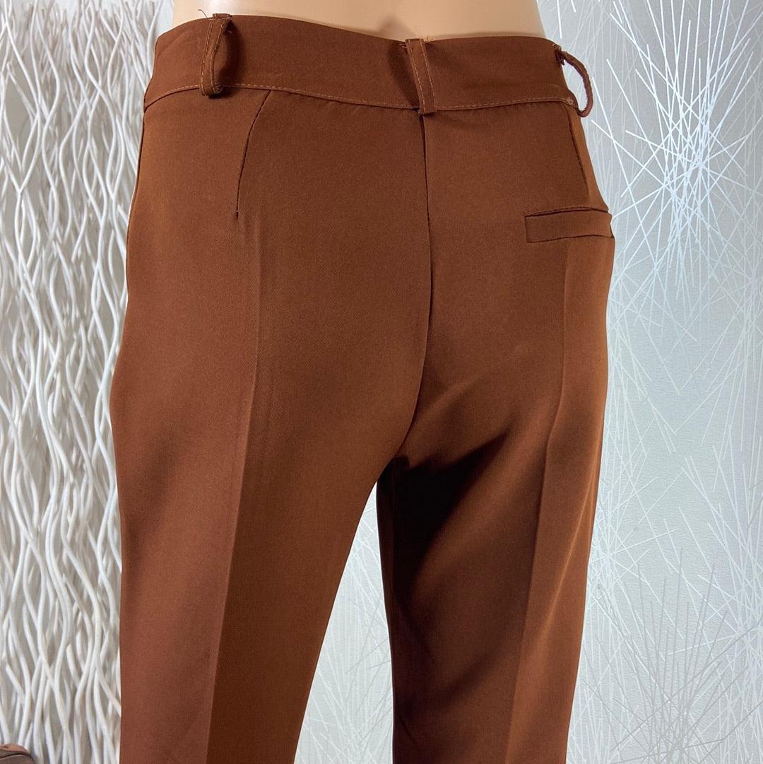Pantalon habillé brun 7/8 taille haute coupe droite Studio Birkin – Image 7