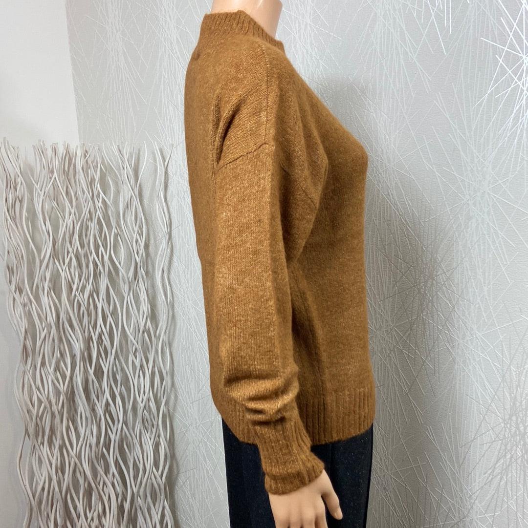 Pull brun cannelle col montant laine alpaga modèle Ihkamara ICHI – Image 4