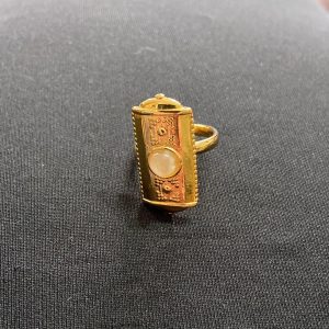 Bague ajustable plaqué or pierre semi précieuse rose pale Shabada
