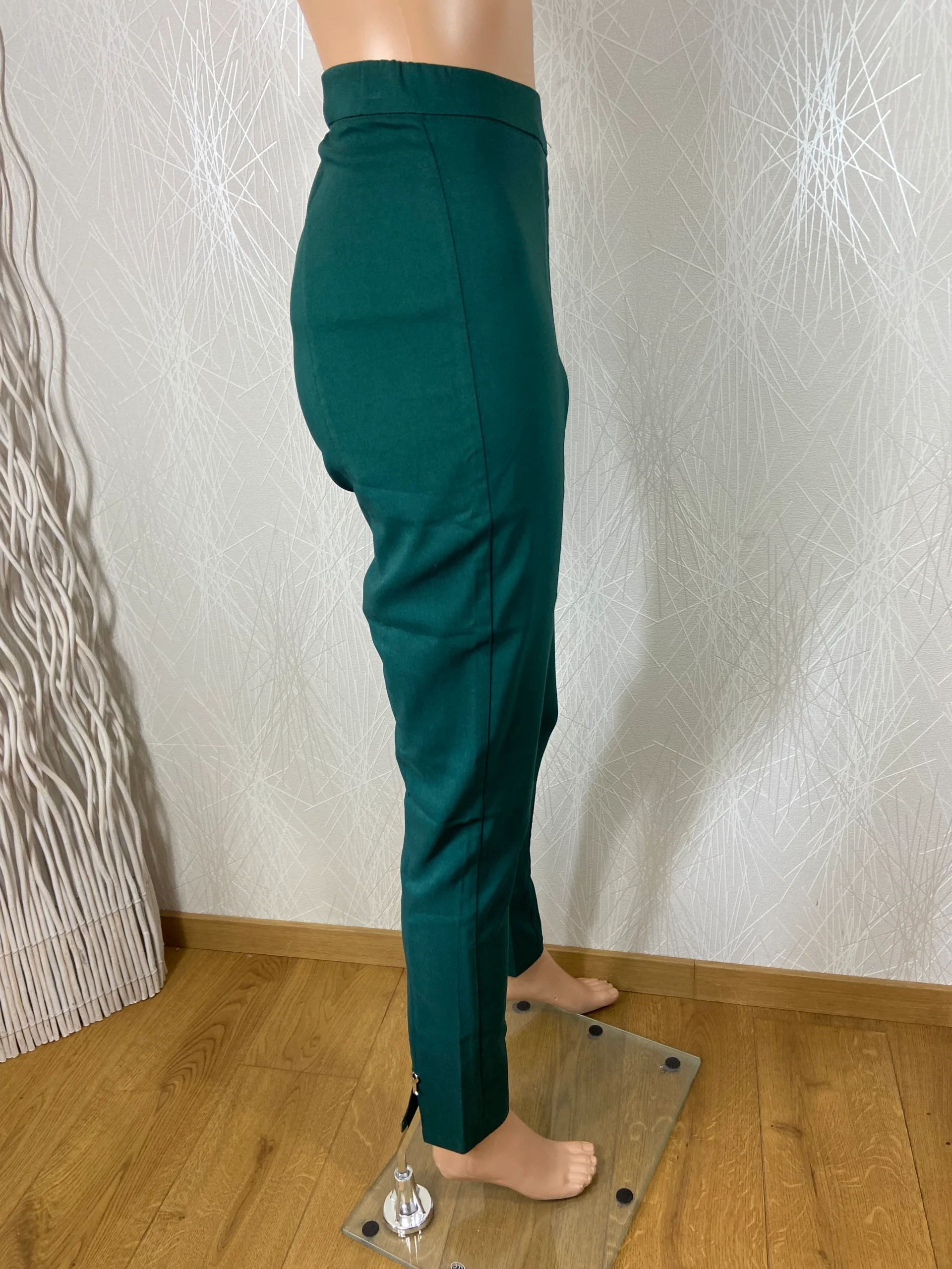 Pantalon taille haute élastique vert foncé strech Edmond Boublil – Image 3