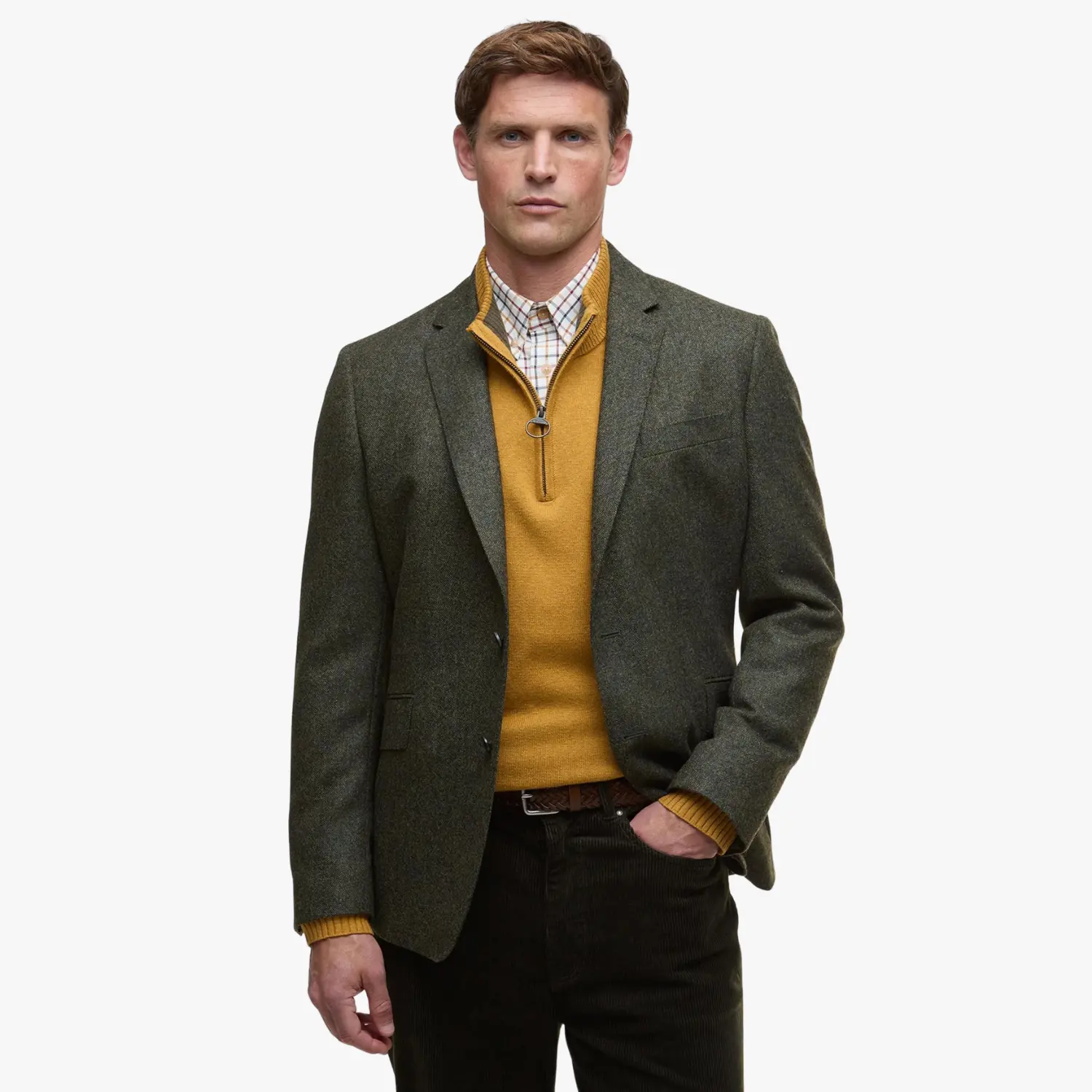 BLAZER TWEED GODFREY SHETLAND MOONS - OLIVE – Image 3
