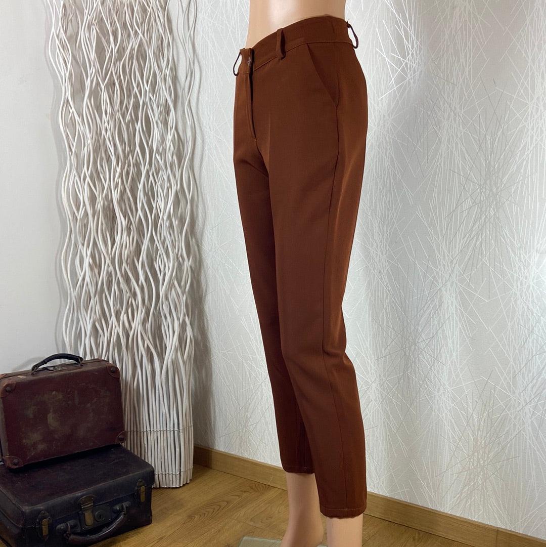 Pantalon habillé brun 7/8 taille haute coupe droite Studio Birkin – Image 5
