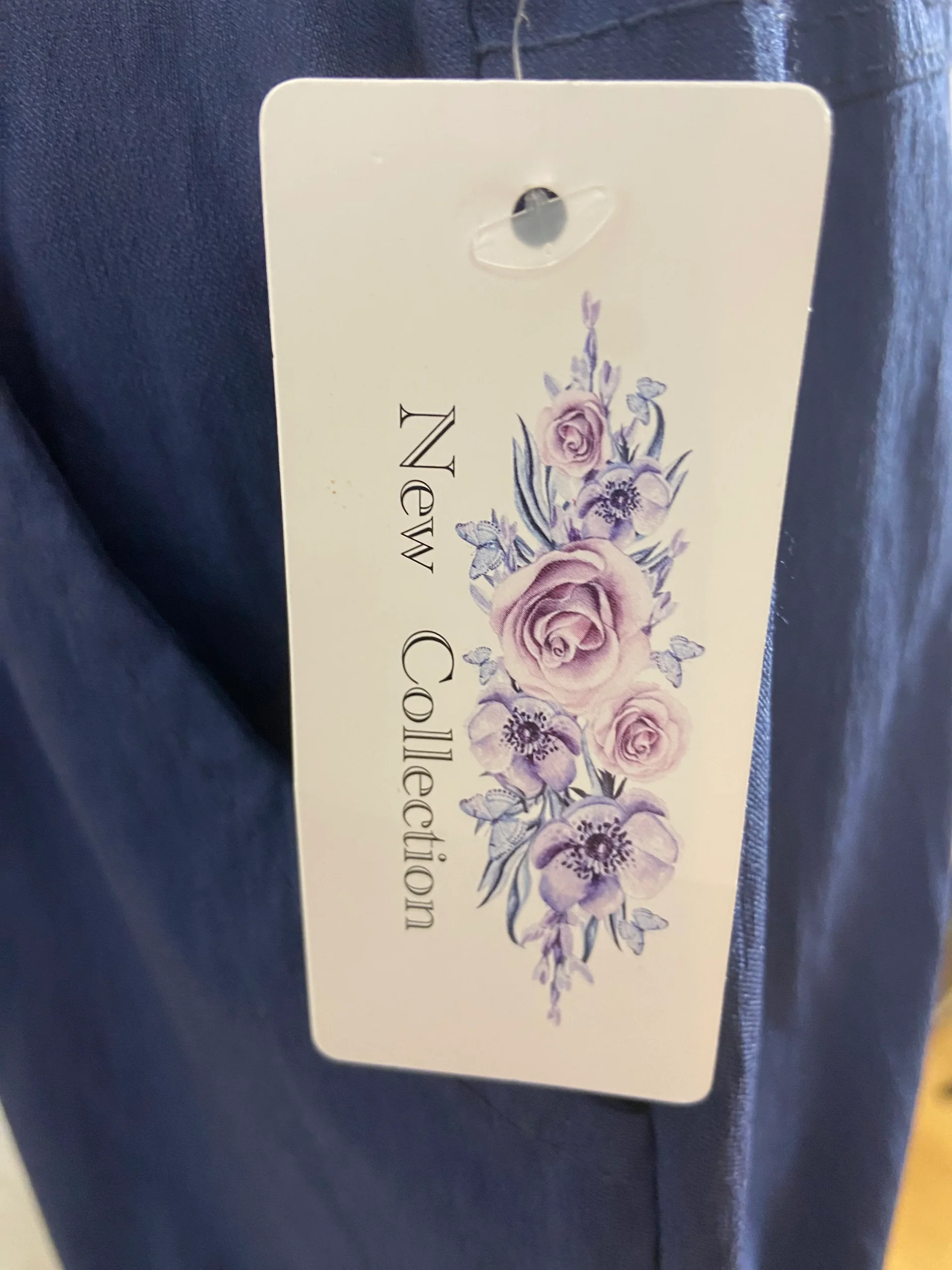 Pantalon bleu taille haute élastique avec cordon New Collection – Image 5
