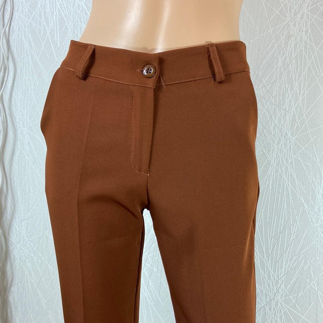 Pantalon habillé brun 7/8 taille haute coupe droite Studio Birkin – Image 4