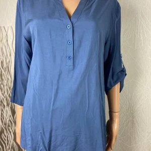Blouse fluide bleue à manches 3/4 Christy