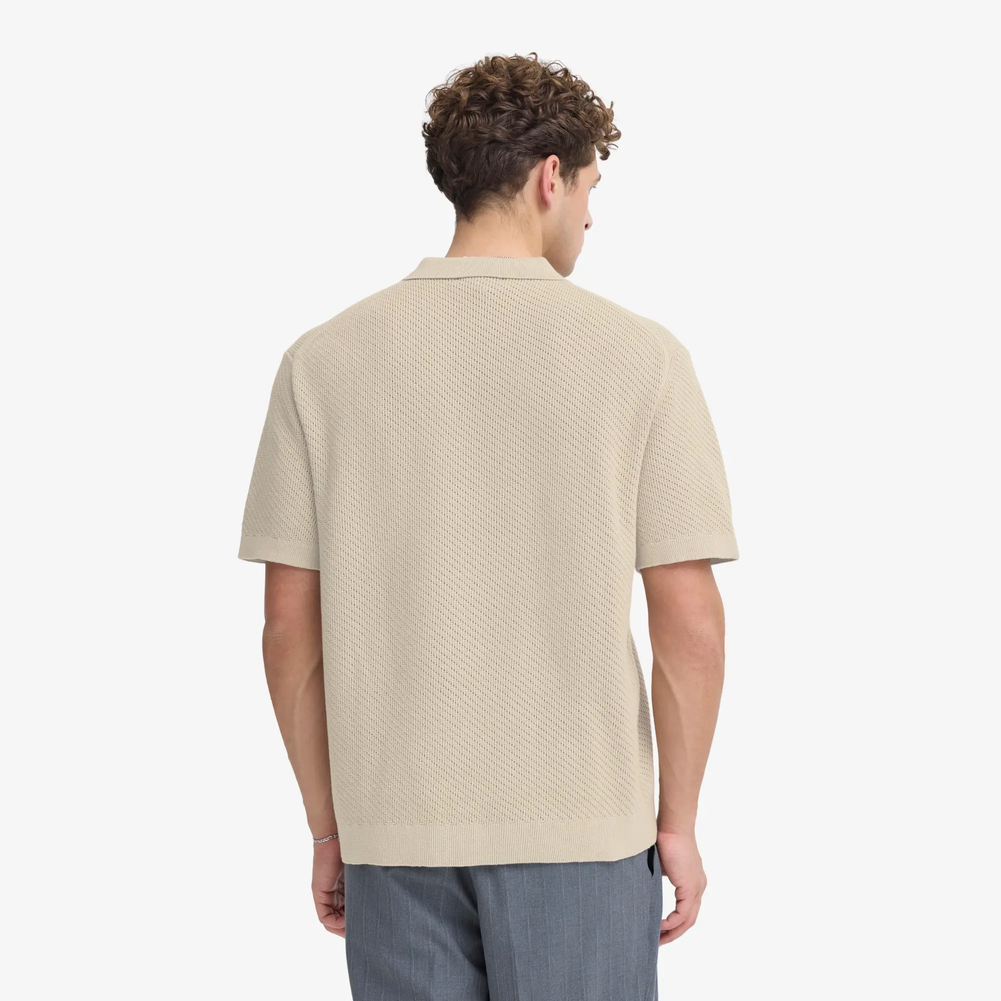 POLO MAILLE PERFORÉE - BEIGE – Image 5