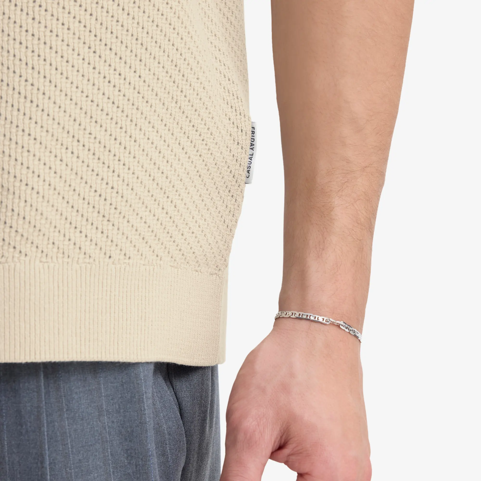 POLO MAILLE PERFORÉE - BEIGE – Image 7
