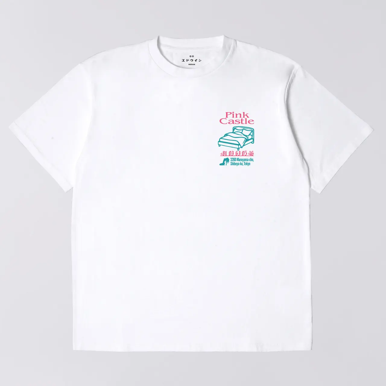 T-SHIRT PINK CASTLE BLANC